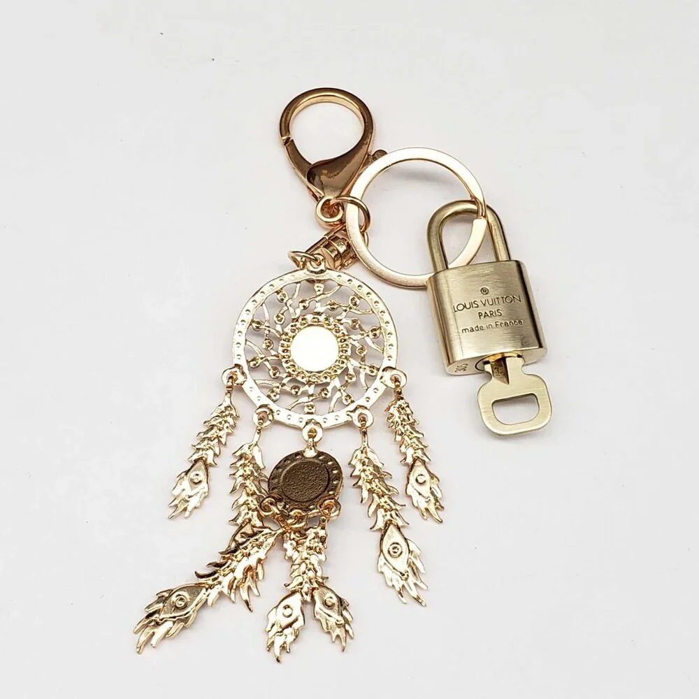 Authentic LV Gold Padlock & Key Set ✨ Luxury Bag Charm w/ Unbranded Keychain